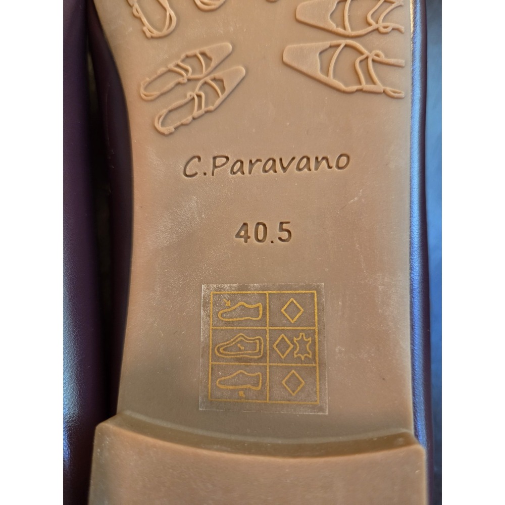 C.Paravano Wms Ballet Flats Square Toe Bow Purple Leather Sz 40.5/9.5 NEW! $128 - Picture 11 of 11